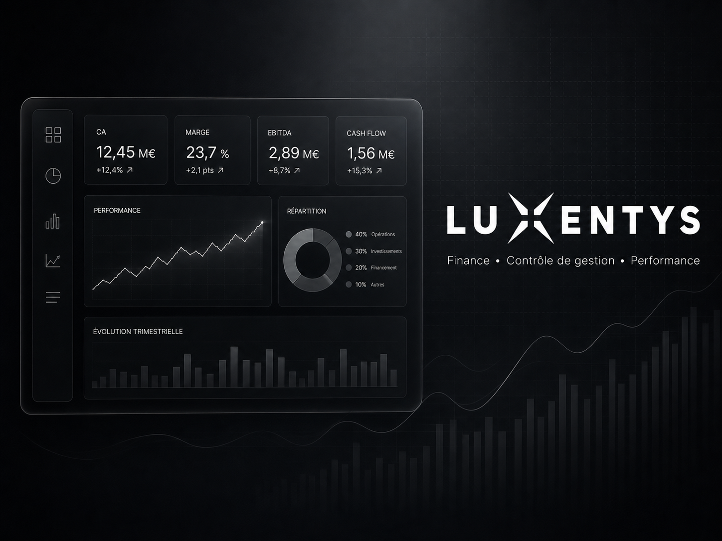 Logo Luxentys sur une image corporate illustrant la finance, le contrôle de gestion et la performance d’entreprise
Luxentys — expertise en finance et contrôle de gestion pour accompagner la performance des entreprises